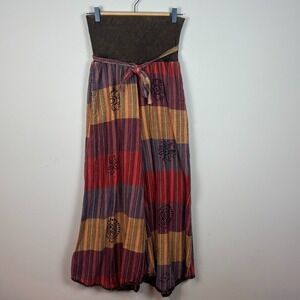 Dragonfly Boho Patchwork Artsy Wide Leg Pants SM 100% Cotton Yoga Hippie Stretch